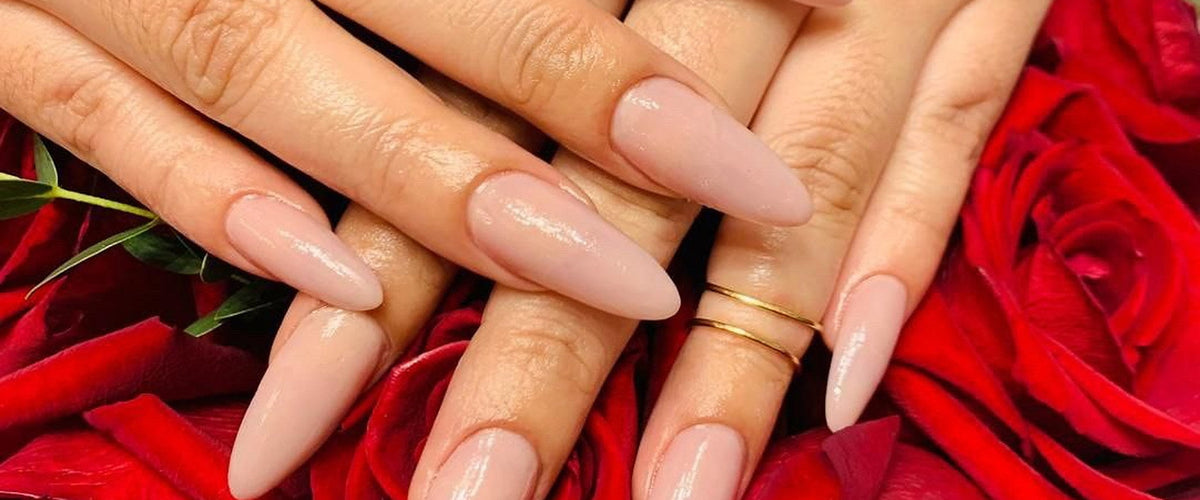 Glossy nude gel manicure at Kingdom of Beauty, Abu Dhabi