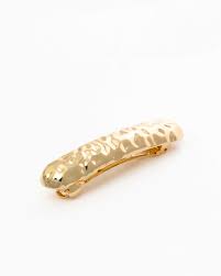 SARA1443- Hammered Bar Barrette Gold