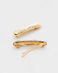 SARA1443- Hammered Bar Barrette Gold