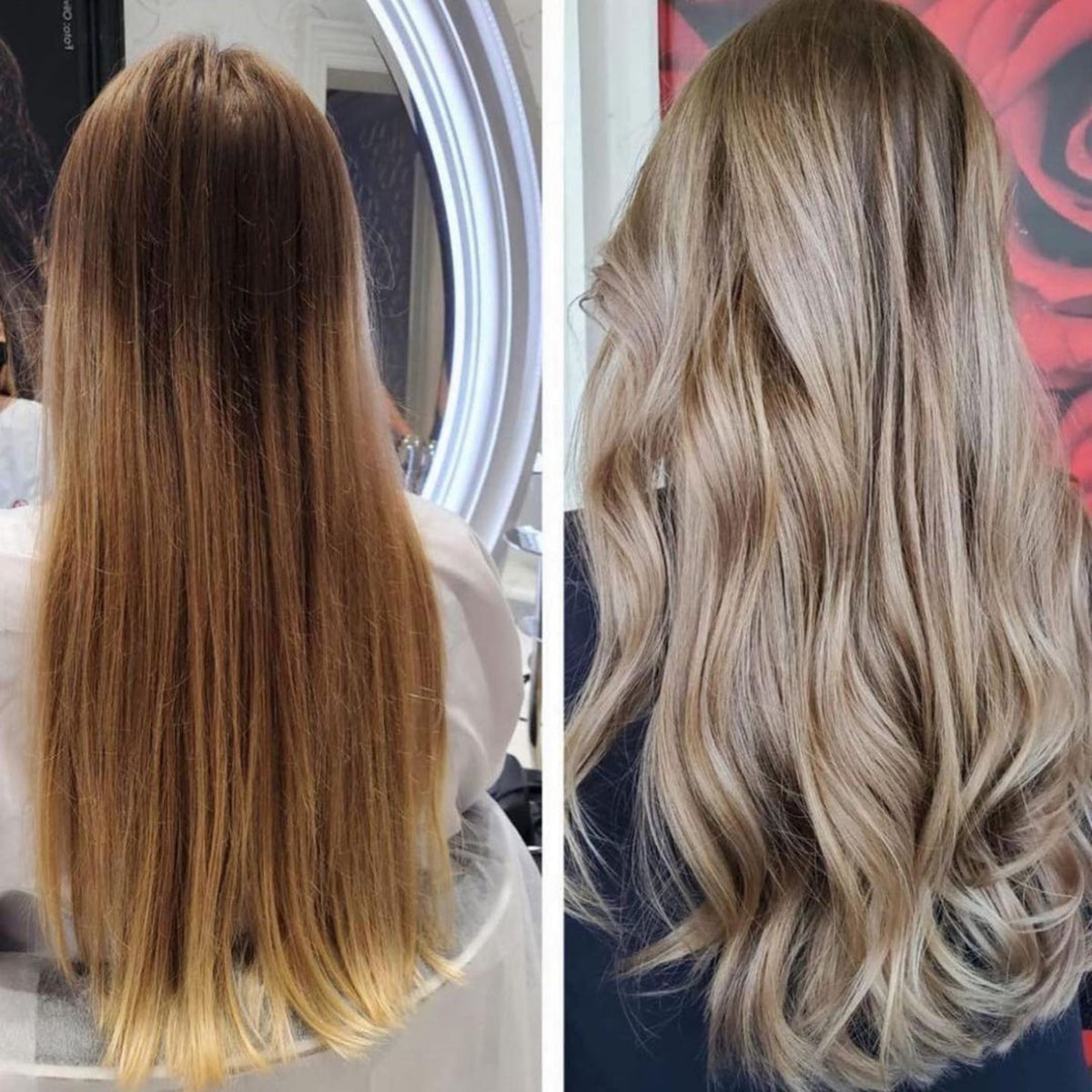 Before and after blonde balayage by Kingdom of Beauty, Abu Dhabi