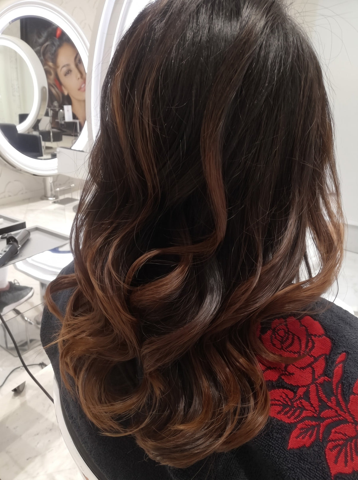 Dark hair with caramel balayage by Kingdom of Beauty, Abu Dhabi