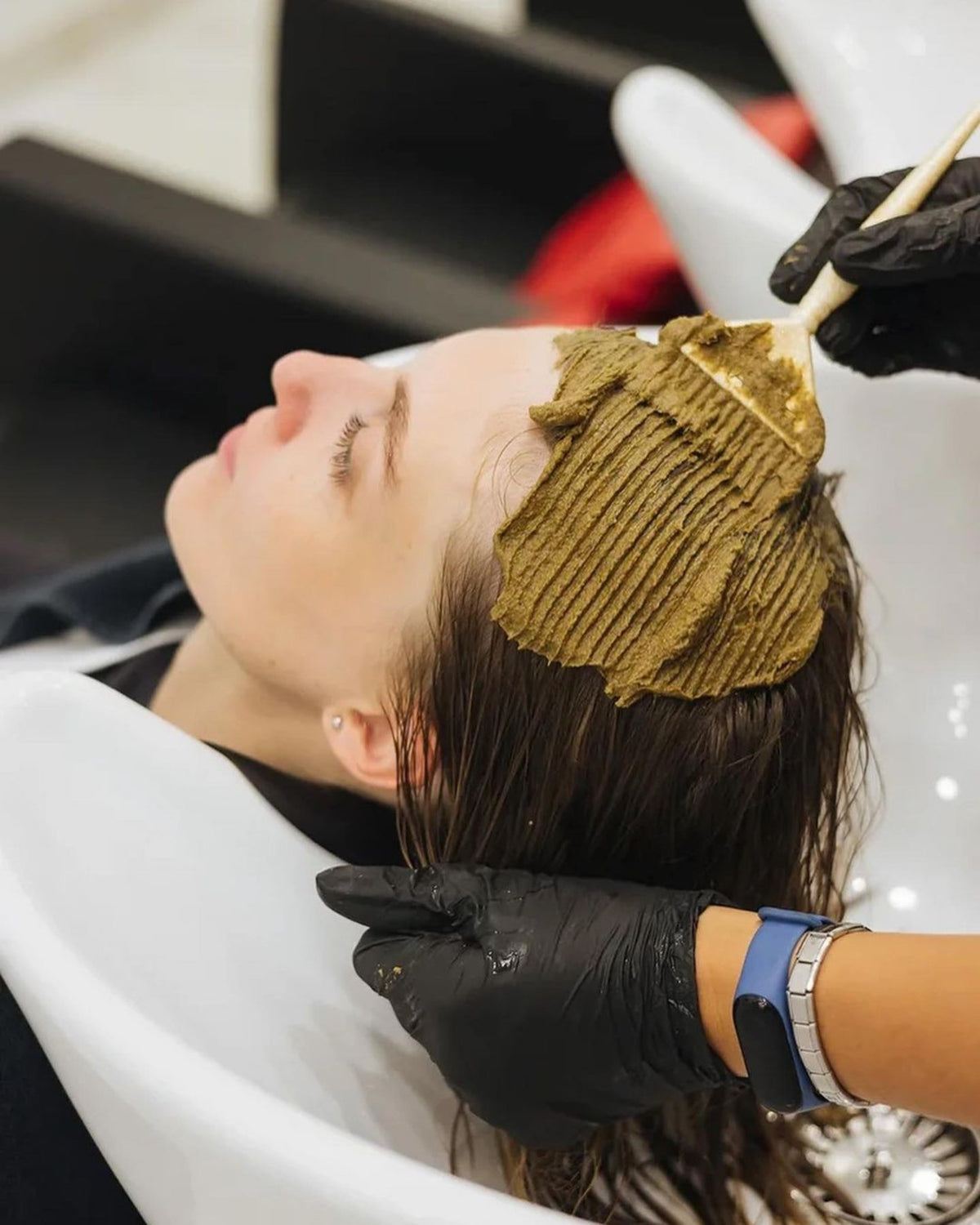 Henna being applied at Kingdom of Beauty, Abu Dhabi