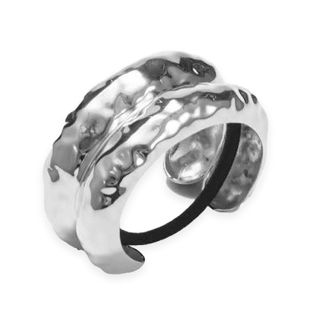 Hammered Double Arch Pony Cuff Rhodium at Kingdom of Beauty, Abu Dhabi