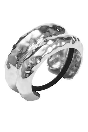 Hammered Double Arch Pony Cuff Rhodium